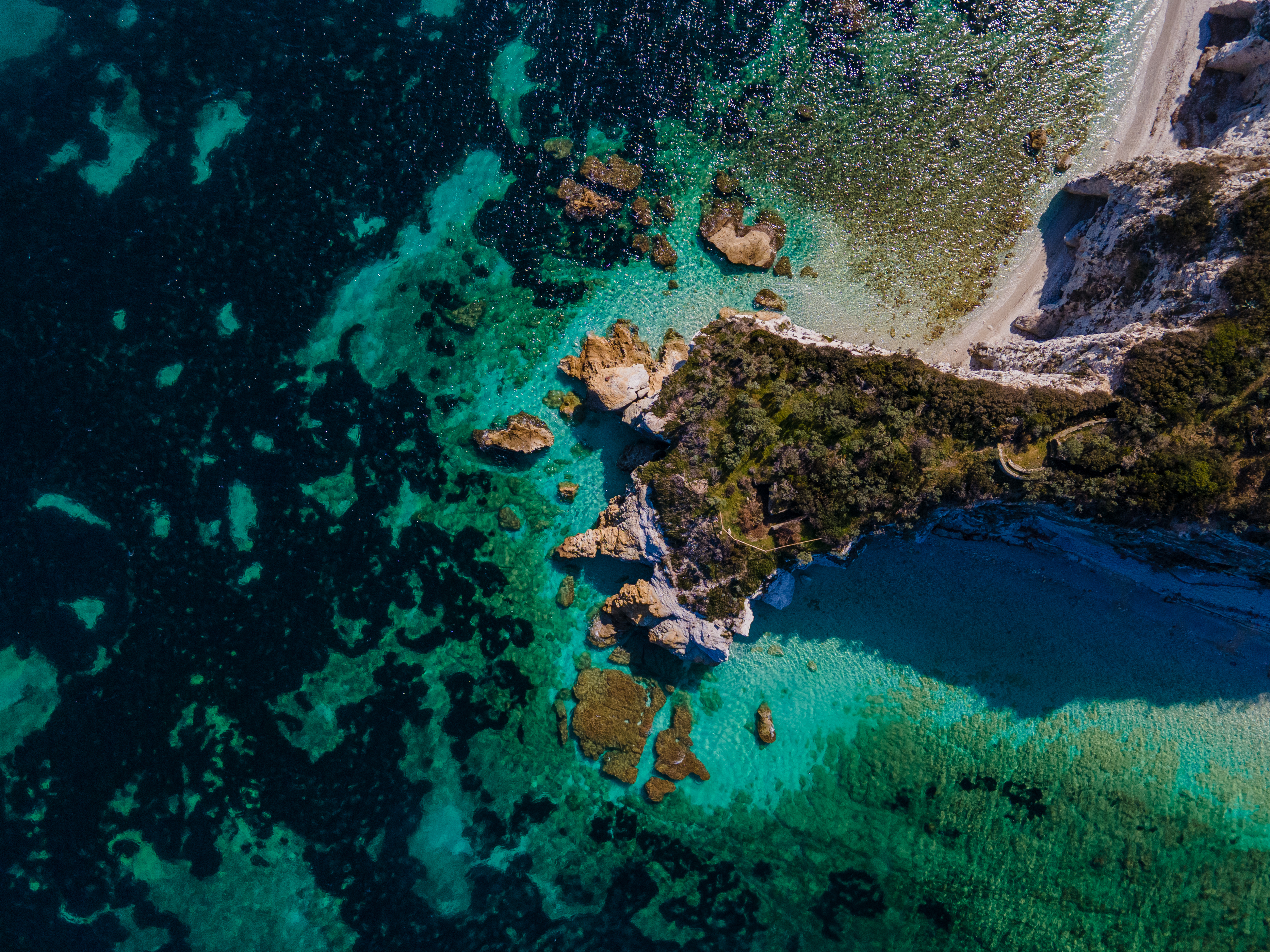 Cala rocciosa con acque trasparenti e fondali visibili — Isola d'Elba, snorkeling
